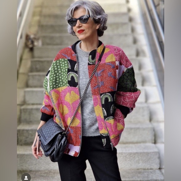 NWT-Patchwork Bomber Jacket - Picture 6 of 11